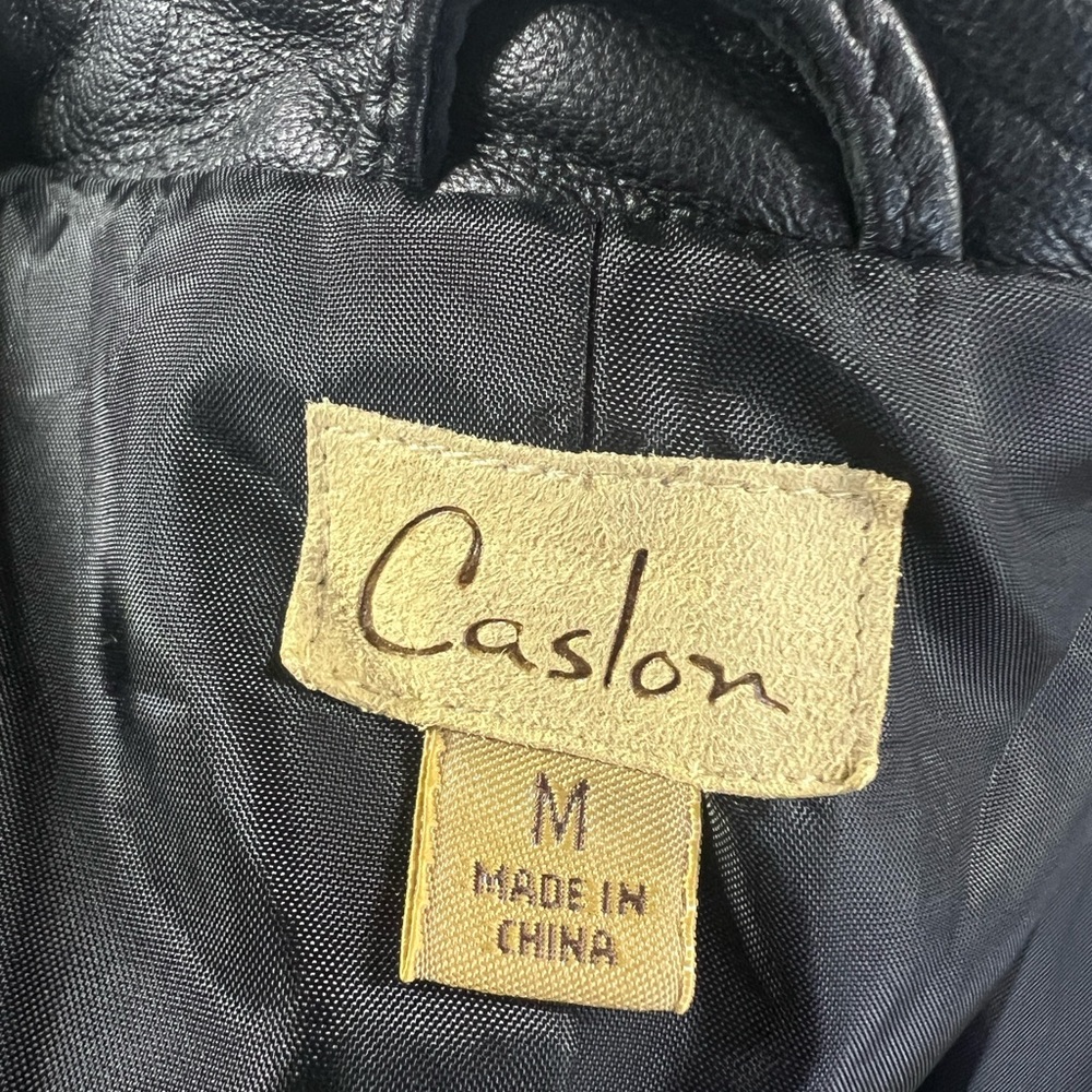 Caslon Black Lamb Leather Long Coat Duster Lined Size M - Picture 8 of 16